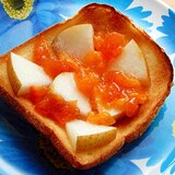５，６分！パン耳で❤秋のグリルトースト（熟した柿）